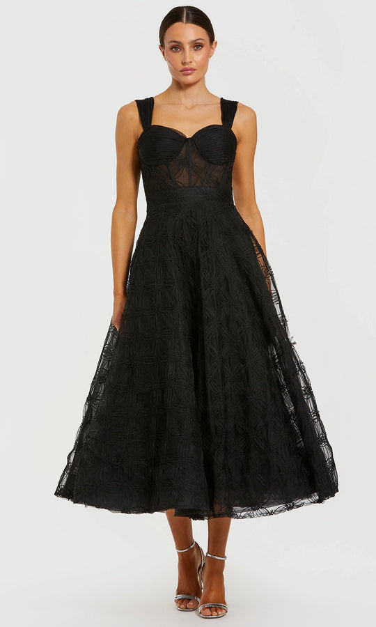 Ieena Duggal 21171 - Textured Floral Sweetheart Midi Dress