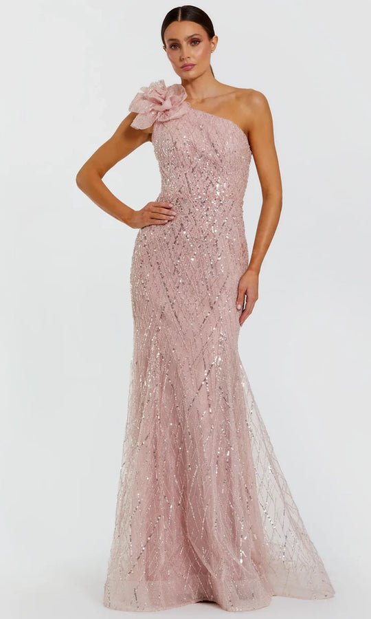 Mac Duggal 21199 - Floral Shoulder Accent Asymmetric Evening Gown
