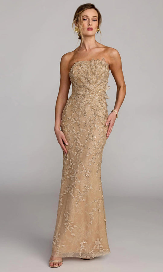 Mac Duggal 21200 - Embellished Lace Sheath Strapless Gown