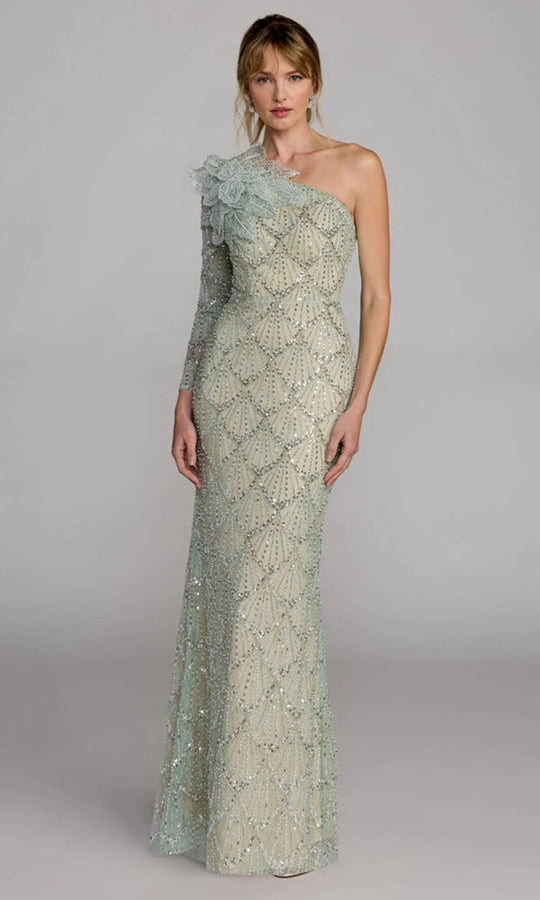 Mac Duggal 21203 - Beaded Scalloped One Sleeve Evening Dress