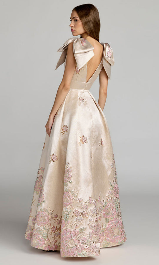 Mac Duggal 21204 - Bow-Detailed Strap Brocade Evening Gown