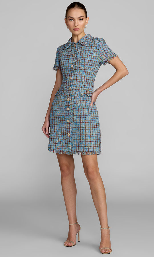 Mac Duggal 21221 - Decorative Button Short Sleeve Mini Dress