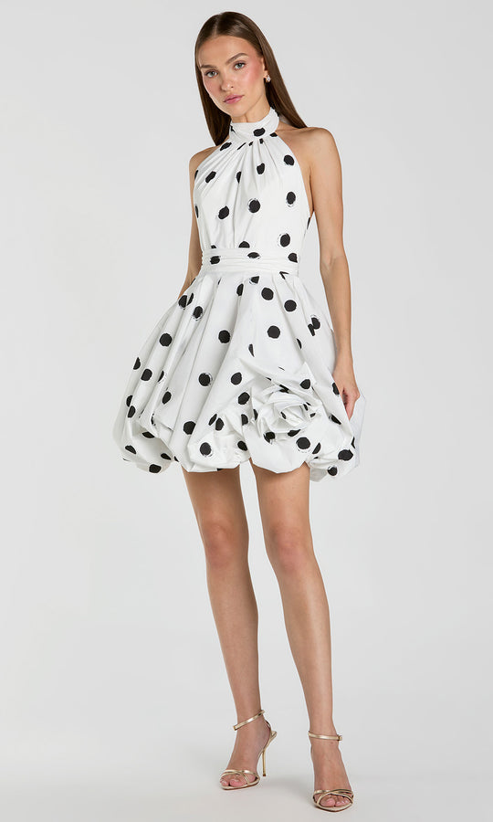 Mac Duggal 21233 - Polka Dot Print High Halter Cocktail Dress