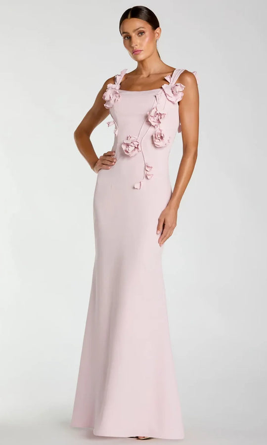 Ieena Duggal 21236 - Floral Applique Scoop Neck Column Gown