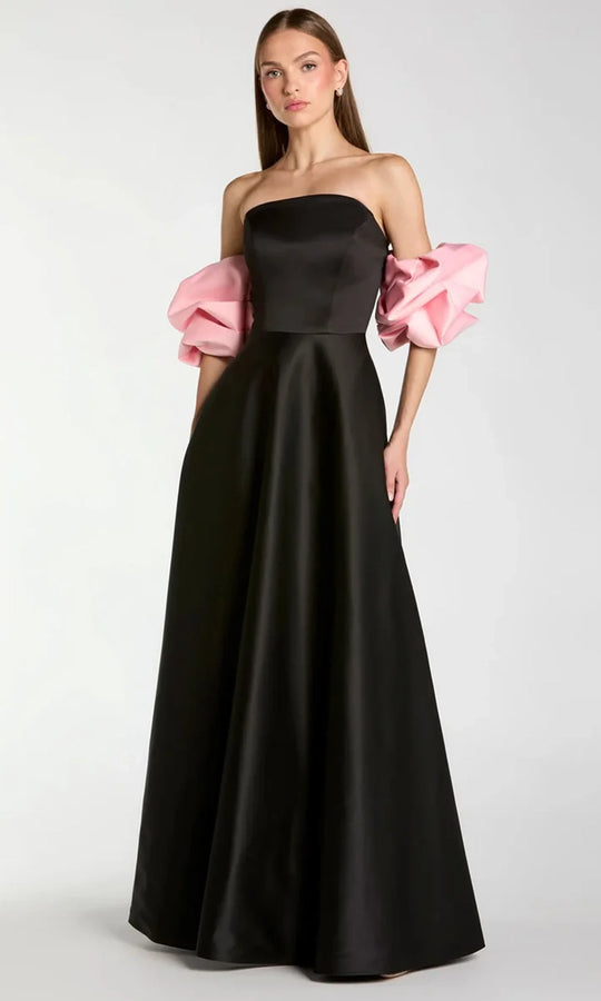 Mac Duggal 21241 - Colorblock Puff Sleeve Satin Prom Gown