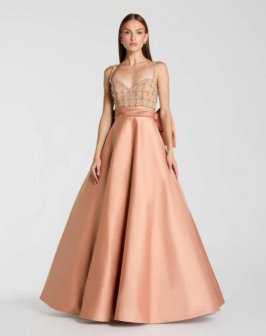 Mac Duggal 21242 - Rhinestone Embellished Back Bow Prom Gown