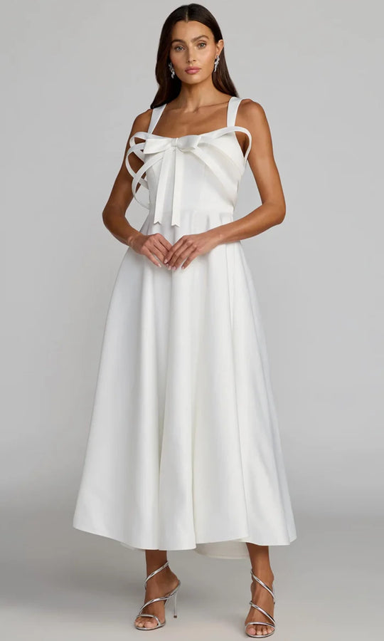Mac Duggal 21247 - Sculpted Bow Bodice Sweetheart Midi Dress