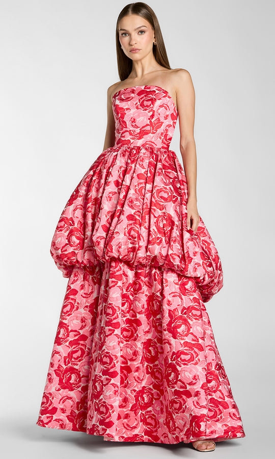 Ieena Duggal 21254 - Bubble Hem Floral Brocade Ballgown