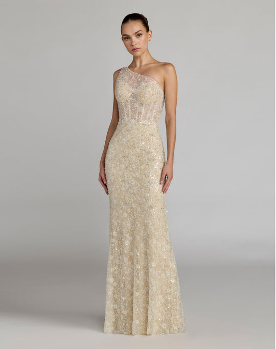 Mac Duggal 21287 - Floral Beaded Illusion Corset Prom Gown