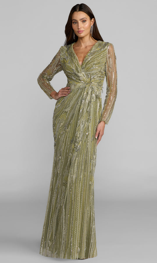 Mac Duggal 21306 - Surplice V-Neck Beaded Embroidered Evening Gown