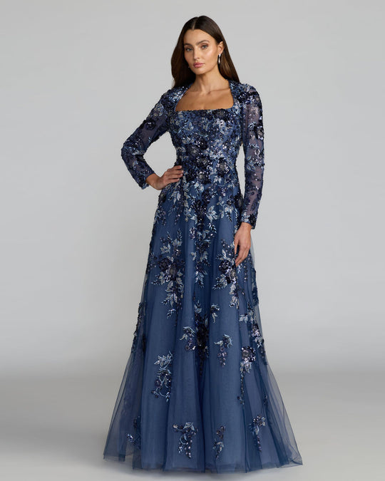Mac Duggal 21308 - Embellished Long Sleeve Evening Dress
