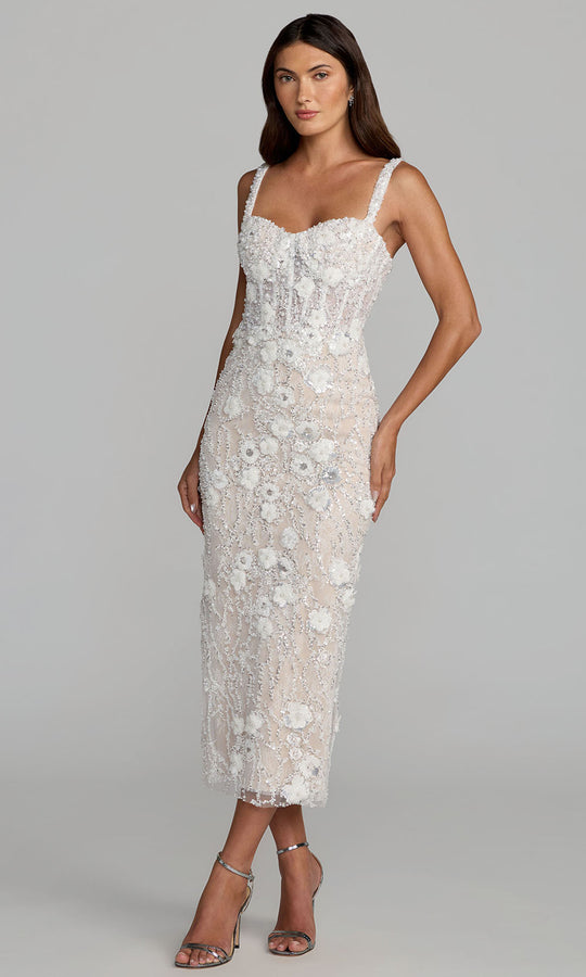 Mac Duggal 21347 - Floral Applique Midi Sweetheart Dress