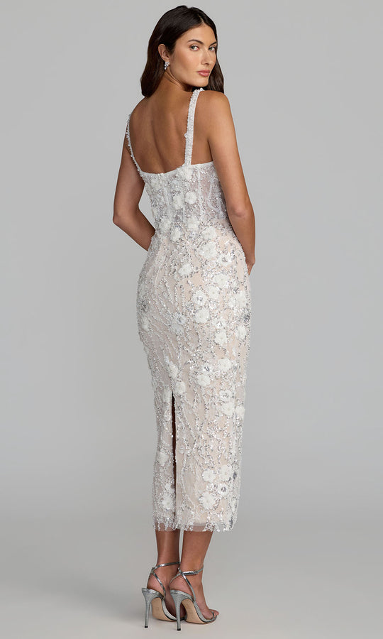 Mac Duggal 21347 - Floral Applique Midi Sweetheart Dress