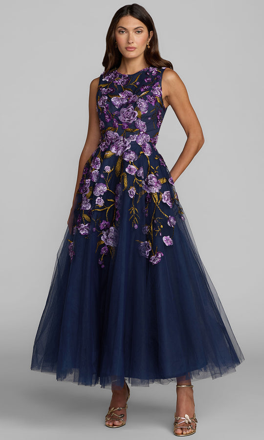 Mac Duggal 21358 - Embroidered Jewel Tea-Length Prom Dress