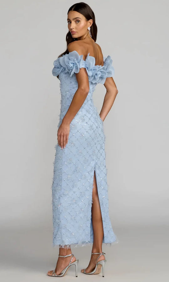 Mac Duggal 21363 - Floral Neckline Column Evening Dress with Slit