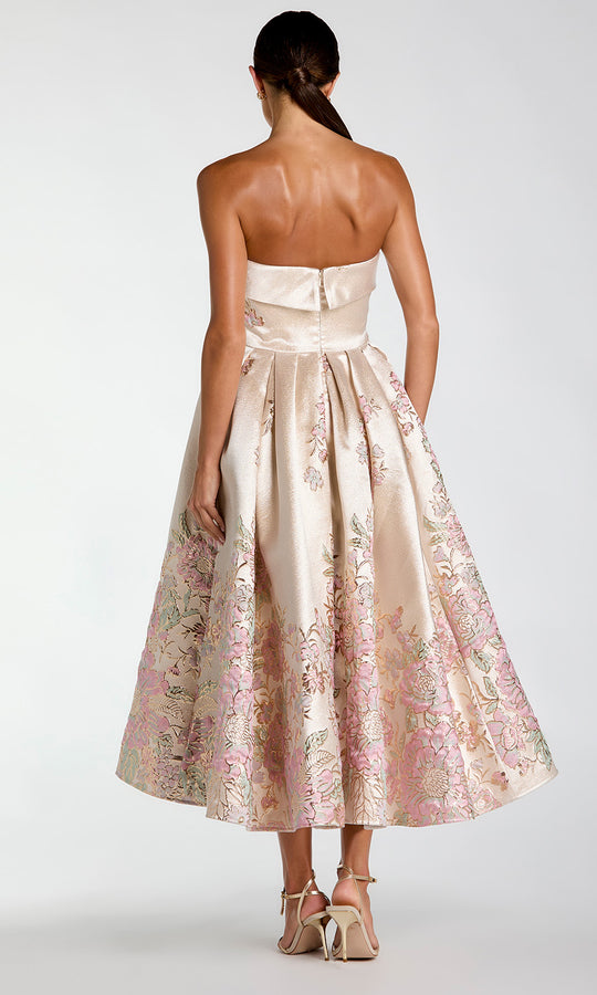 Mac Duggal 21372 - Floral Brocade Tea-Length A-Line Dress
