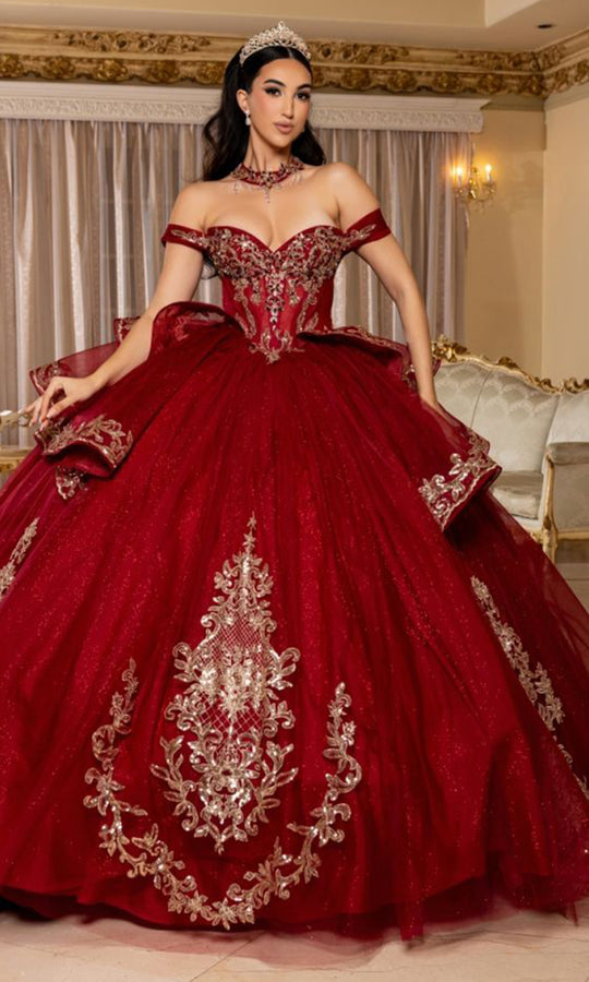 May Queen LK303 - Embellished Bow Accent Prom Gown