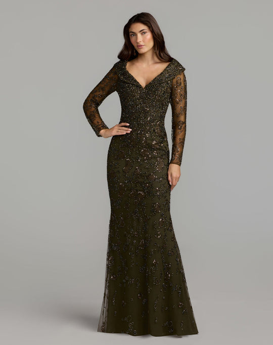 Mac Duggal 21489 - Embellished Long Sleeve Evening Dress