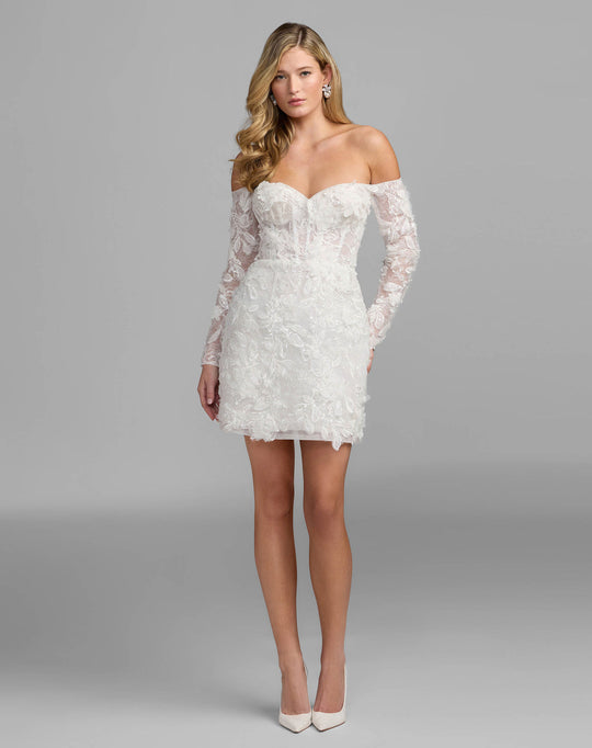Mac Duggal 21541 - Embroidered Lace Mini Dress