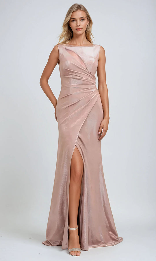 Juliet Dresses 218 - Ruched Bateau Neck Long Gown