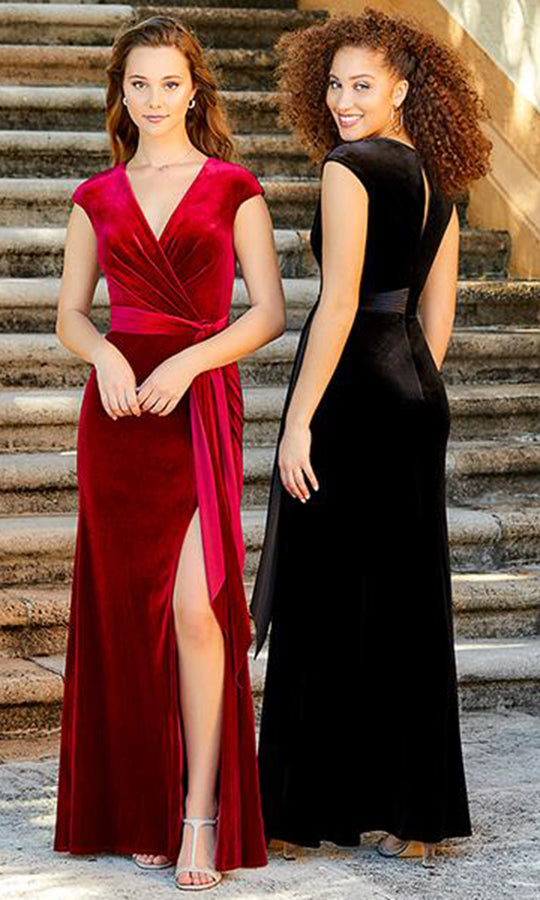 Christina Wu Celebration - 22061 V-Neck Cap Sleeves Evening Dress