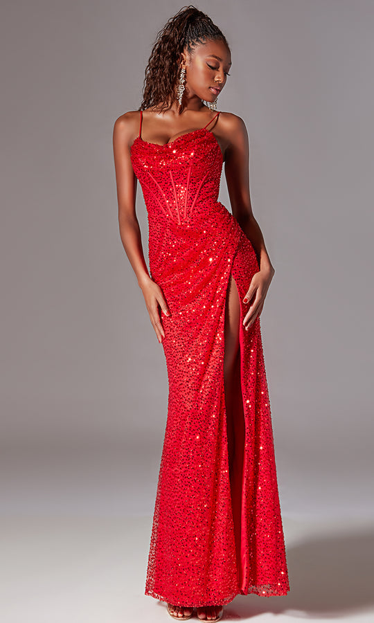 Aerie Couture 221 - Full Sequin Gown with Lace-Up Back