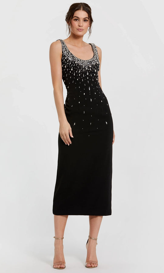 Ieena Duggal 2259 - Beaded Scoop Neckline Midi Dress
