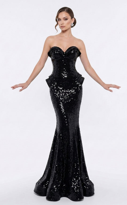 MNM COUTURE 2263B - Heavily Embellished Sweetheart Evening Gown