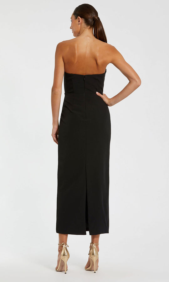 Ieena Duggal 2283 - Strapless Tea-Length Dress with Floral Detail
