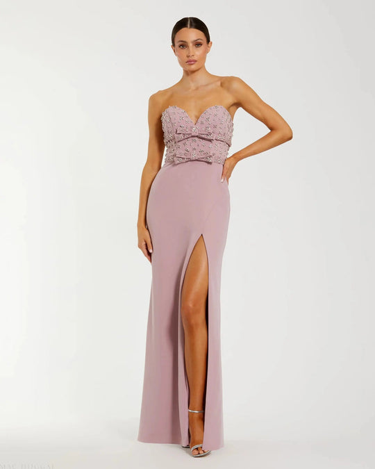 Mac Duggal 2285 - Strapless Rhinestone Bodice Crepe Dress