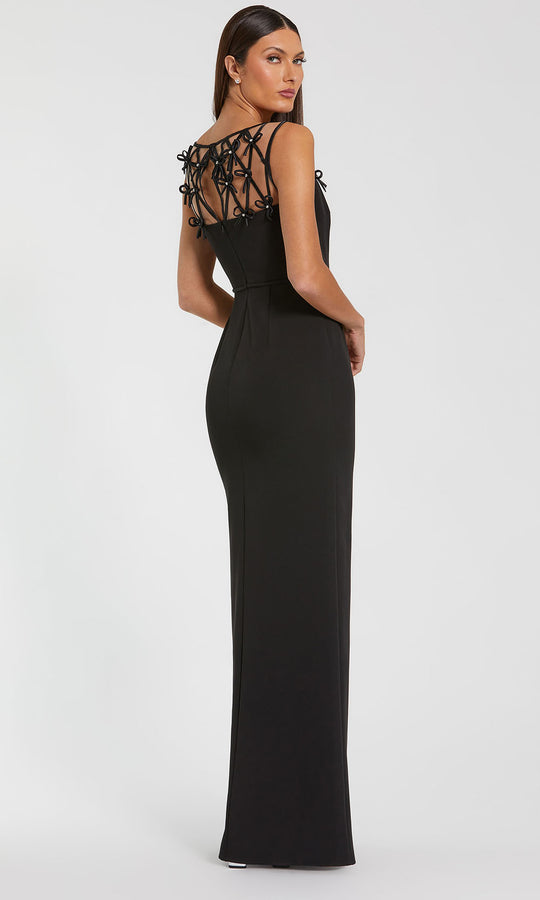 Ieena Duggal 2295 - Illusion Bateau Bow Accent Column Gown