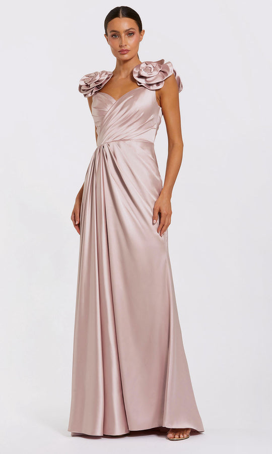 Ieena Duggal 2299 - Satin Sweetheart Gown with Floral Straps