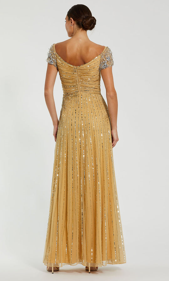 Mac Duggal 23042 - Striped Sequin Cap Sleeve Evening Gown