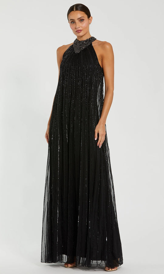 Mac Duggal 23043 - Halter Neck Beaded Evening Gown