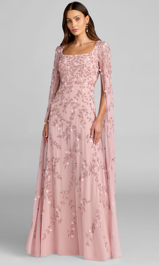 Mac Duggal 23068 - Floral Beaded Cape Sleeve Prom Gown