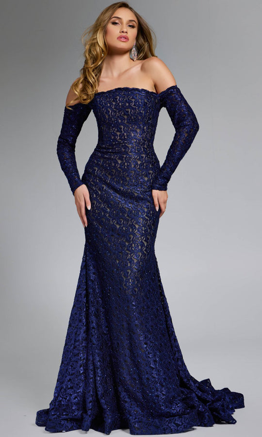 Jovani 23084 - Off Shoulder Long Sleeve Evening Gown