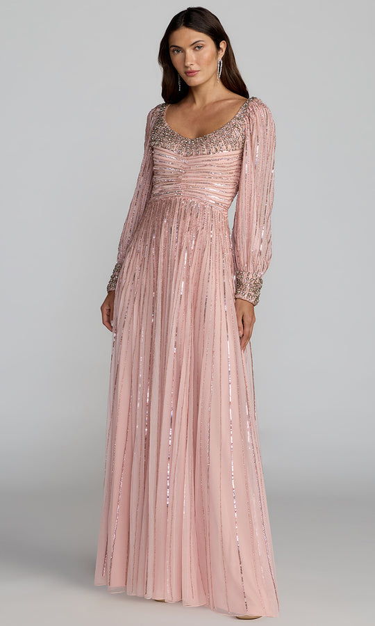 Mac Duggal 23085 - Bishop Sleeve Beaded A-Line Evening Gown