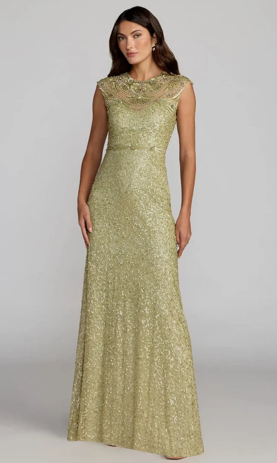 Mac Duggal 23095 - Cap Sleeve Beaded Sequin Prom Gown