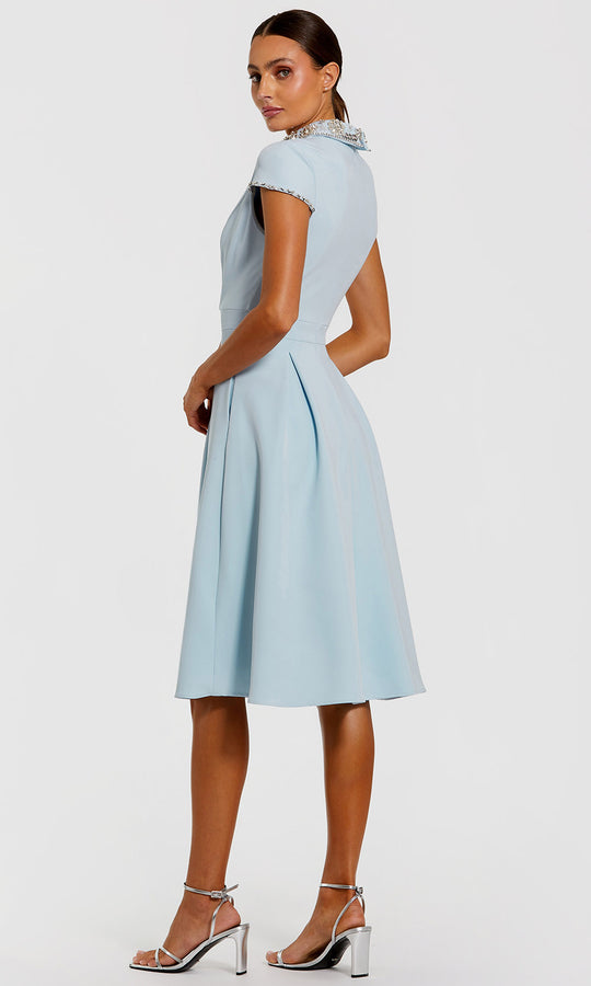 Ieena Duggal 2313 - Embellished Collar Pleated A-Line Dress