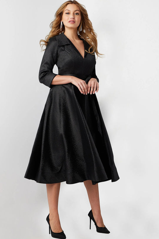 Jovani 23176 - Collared Metallic After Prom Dress
