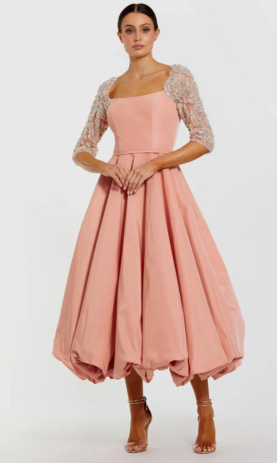 Mac Duggal 2320 - Embellished Sleeve Bubble Hem Midi Dress