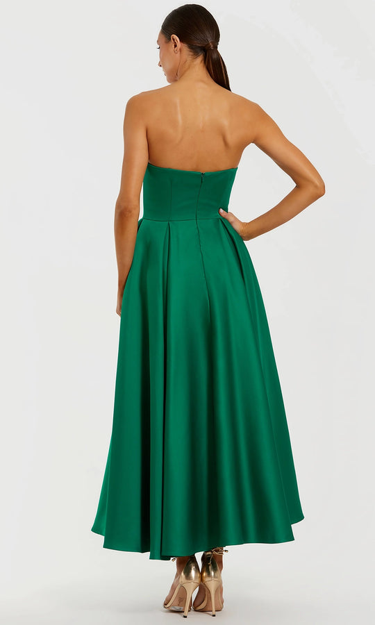 Ieena Duggal 2330 - Strapless Pleated Tea-Length Dress