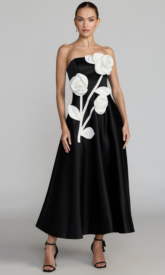 Mac Duggal 2362 - 3D Floral Applique Satin Prom Dress