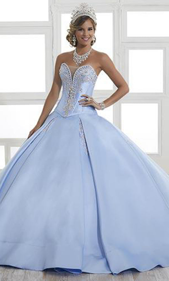 LA Glitter - 24029 Bejeweled Plunging Corset Bodice Ballgown