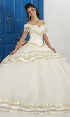 LA Glitter - 24046 Lace Applique Off-Shoulder Mikado Tulle Ballgown4