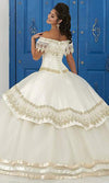 LA Glitter - 24046 Lace Applique Off-Shoulder Mikado Tulle Ballgown7