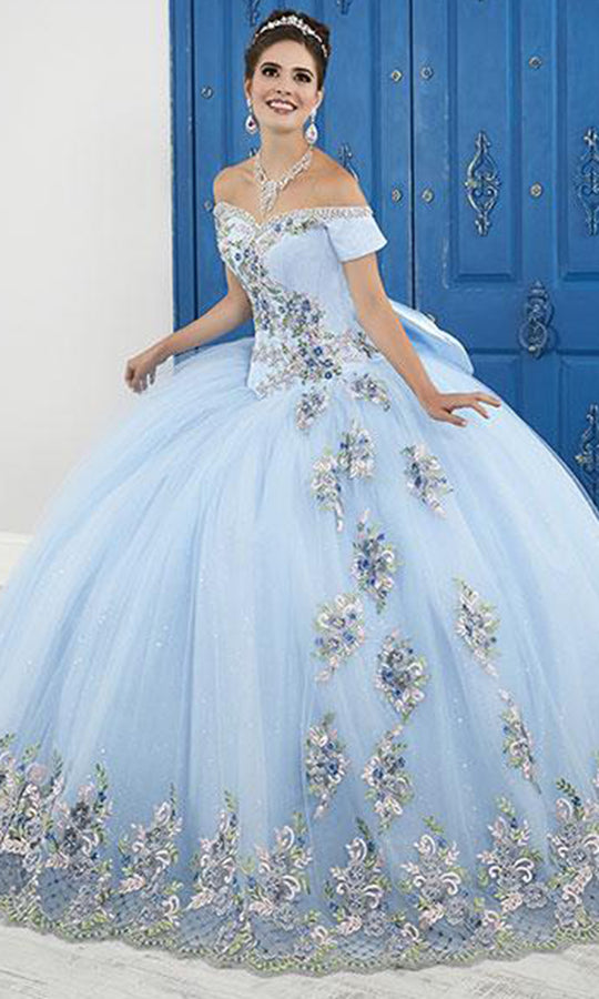 LA Glitter - 24049 Lace Off-Shoulder Tulle Ballgown