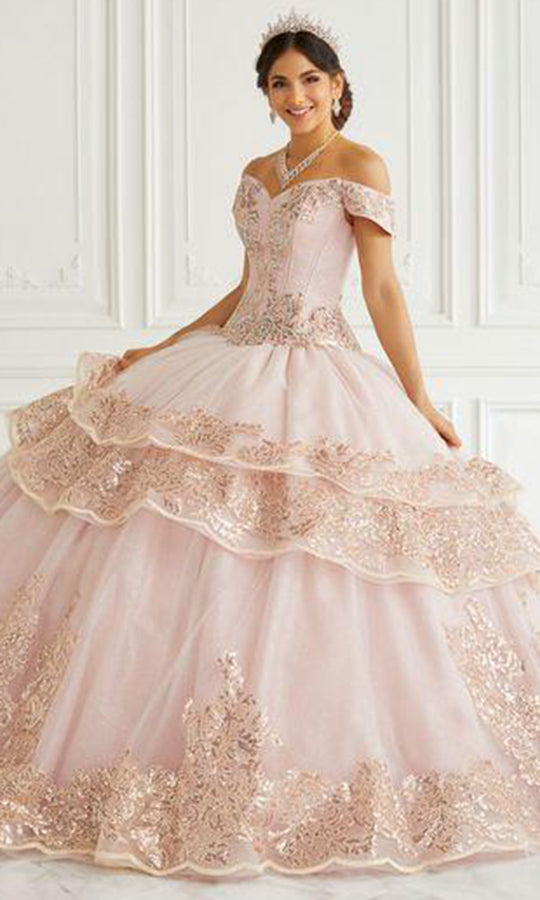 LA Glitter - 24091 Off Shoulder Peplum Ballgown