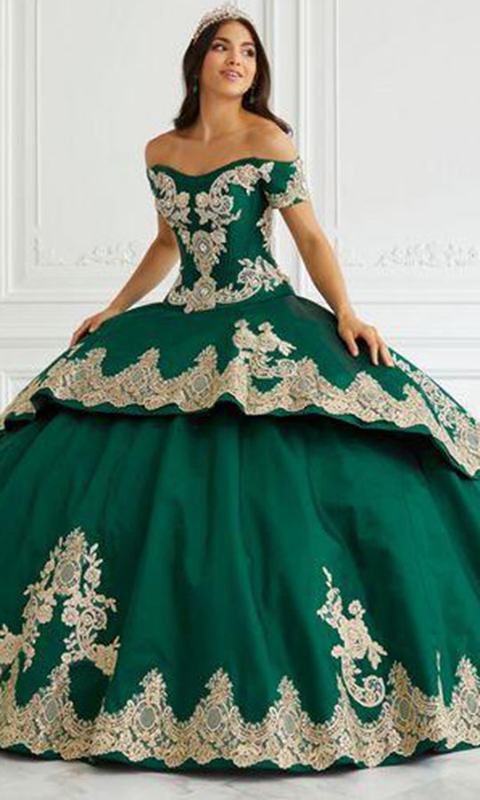 LA Glitter - 24094 Off Shoulder Lace Up Back Ballgown