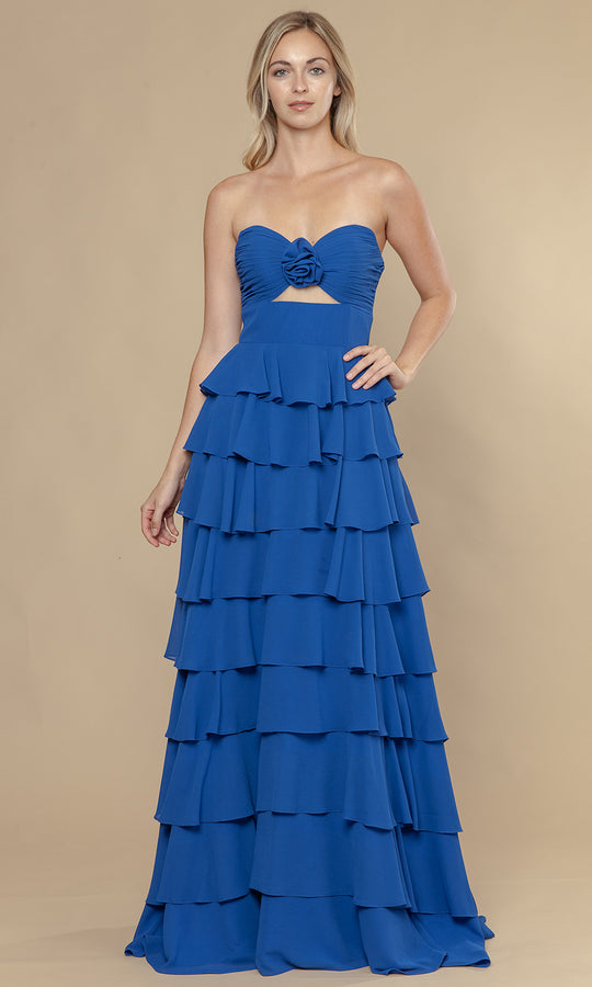 Poly USA 25012 - Keyhole Cutout Ruffle A-Line Prom Dress